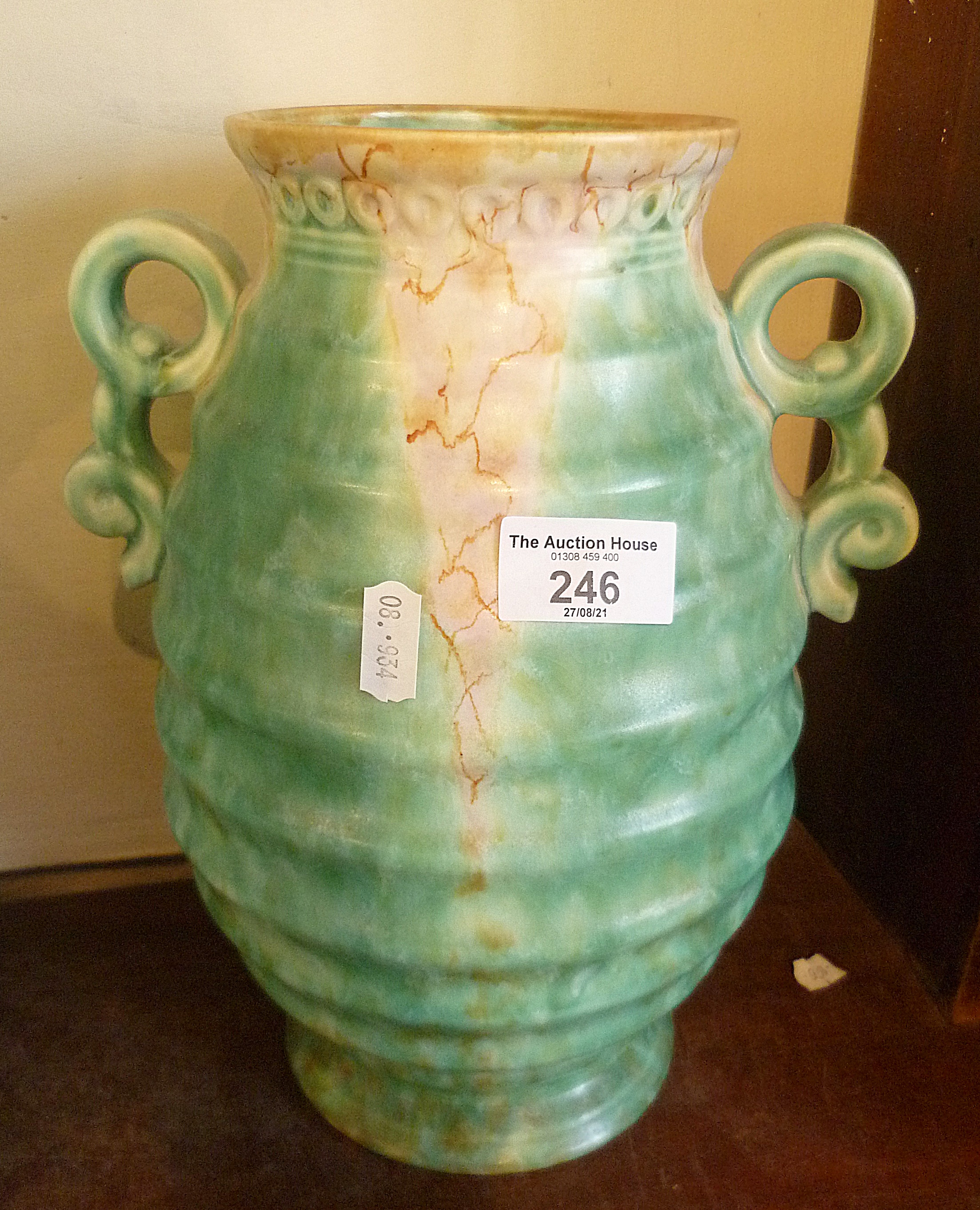 Large Beswick ware two-handled vase, 12" tall