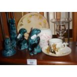 Poole Pottery otters and dormouse figures. Royal Doulton Anais Anais perfume by Cacharel vase, etc.