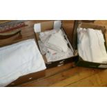 Three boxes of assorted linen