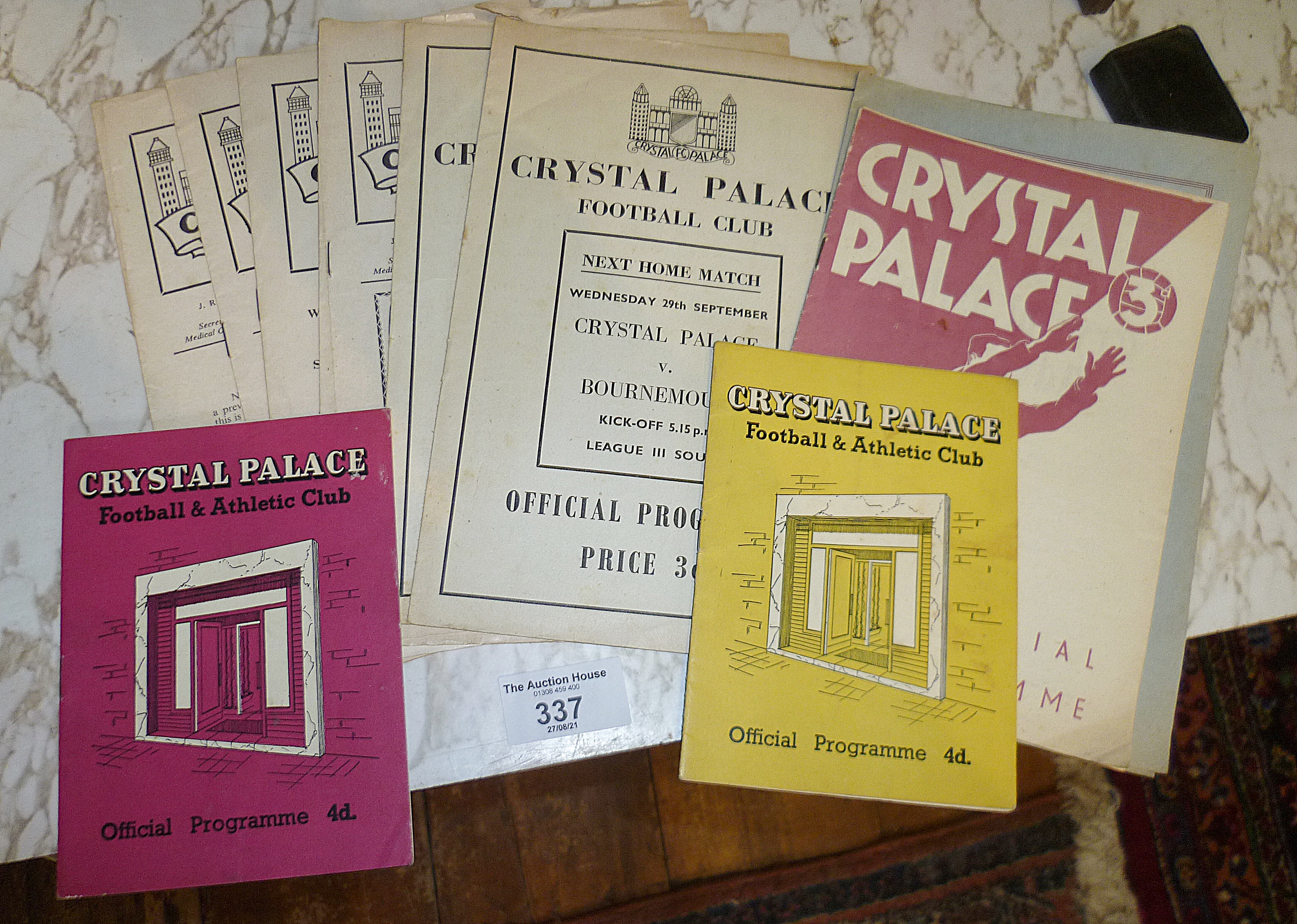 Crystal Palace Football Club programmes (10), 1950's