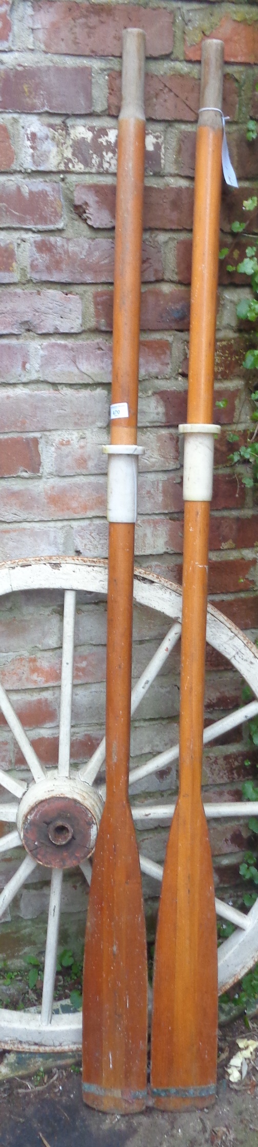 Pair of wooden oars