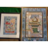 Two Indo-Persian watercolour paintings of temple scenes with figures