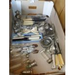 Large quantity of assorted old cutlery etc, including silver plate cake knives and forks, bone