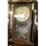 19th c. wall clock with Tunbridge ware style inlay (A/F)