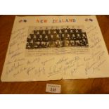 Signed team photo of New Zealand All Blacks, inc. Ian Smith, W.J. Whineray, K. Briscoe et al