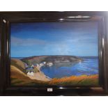 Oil on board of a Welsh coastal scene by P. GREER