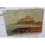 Victorian oil on canvas of Bamburgh Castle by W. HEBBLE