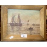 Small Edwardian oil on canvas of shipping by Edwin Knight (1906-)