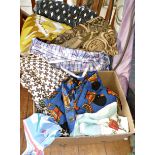 Large quantity of vintage and retro fabrics, most patterned and brightly coloured, including
