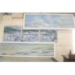 Composite oil paintings of Lyme Regis Harbour, by R. Soam, signed