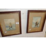 Pair of watercolours of sailing vessels