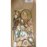 Enamelled spoons and other cutlery, photo frame, etc.