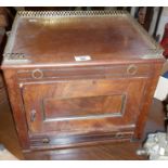Victorian mahogany table cabinet with galleried top and two drawers