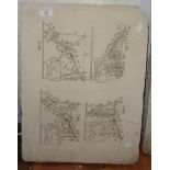 Lithographic stone having engineers diagrams, 20" x 15"