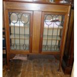 Edwardian inlaid mahogany two-door china cabinet