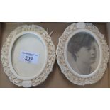 Pair of 19th c. Chinese carved ivory oval picture frames, 5"