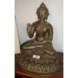 Large brass seated buddha, 36cm