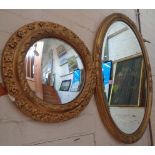 Oval giltwood mirror and a circular similar