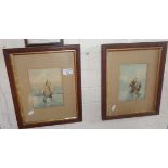 Pair of watercolours of sailing vessels