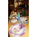 Assorted crockery and a candle holder