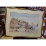 A Sandy Gore watercolour of Weymouth Harbour, c. 1985