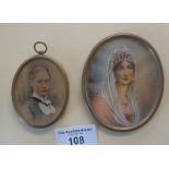 Miniature portrait of Maria Gilstoff, signed by Silvia?, and another coloured photo miniature of