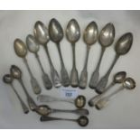 Set of six Georgian silver dessert spoons hallmarked for London 1817, together with 9 various tea