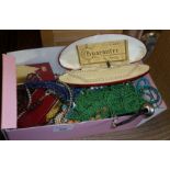 Box containing vintage costume jewellery