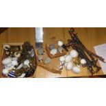 Collection of assorted door knobs and casters, etc.