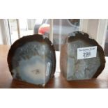 Pair quartz geode bookends