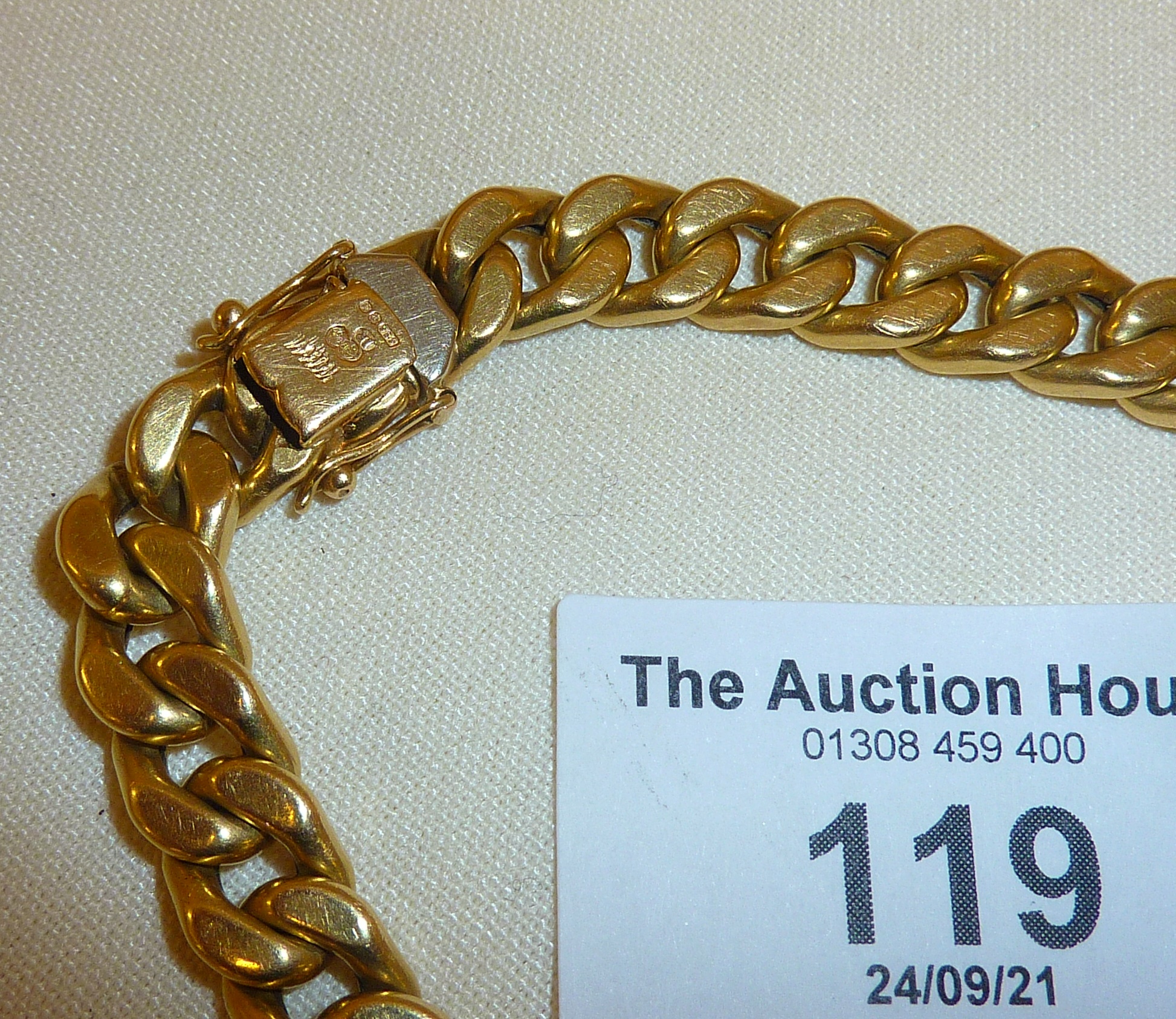 14ct gold curb link bracelet (hallmarked), maker JR, approx weight 24g - Image 2 of 2