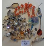 Tray of vintage and older jewellery, inc. silver