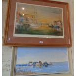 A Sandy Gore colour print of Weymouth Harbour, signed in pencil, 36/850, 24" x 30" framed,