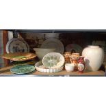 Victorian jelly mould, majolica plate, Poole vase and other china