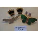 Enamel butterfly brooch by C.C. Sporrong of Stockholm, Bergdorf Goodman enamel earrings,