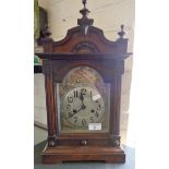 Victorian oak cased mantle clock with arched dial