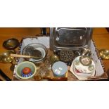 Box of assorted crockery and stainless steel etc.