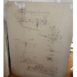 Large lithographic stone with images of engineers diagrams, 24" x 17"