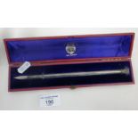 19th c. cased silver-plated dip pen being an 1864 school prize from The City of London School