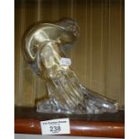 Art Deco crystal glass bookend figure of a pouter pigeon (A/F)