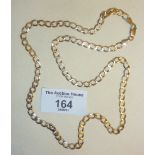 9ct gold flat curb chain necklace, approx. 21" long and 12g