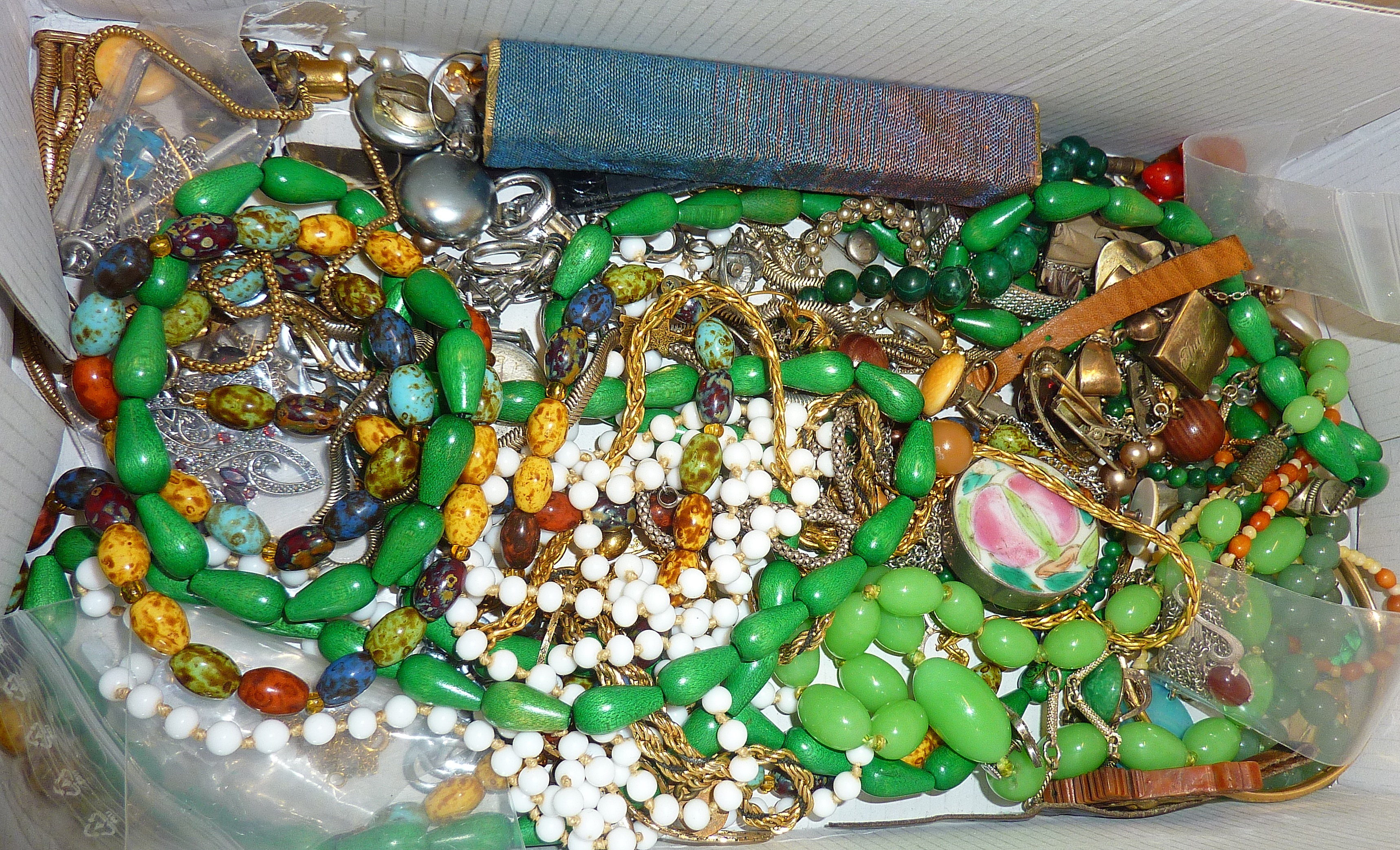 Large quantity of costume jewellery, some silver, Art Deco bead necklaces etc. - Image 2 of 2