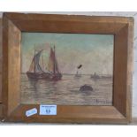 Small Edwardian oil on canvas of shipping by Edwin Knight (1906-)