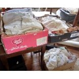 Three boxes of assorted lacework and linen