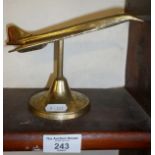 Brass model of Concorde on stand