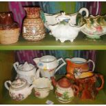 Assorted china and pottery jugs and teapots, etc.