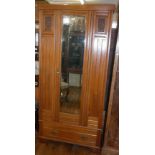 Edwardian satin walnut single wardrobe