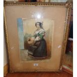 19th c. Grand Tour watercolour of an Italian peasant woman dated 1824 and monogrammed W.J.