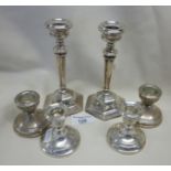 Pair of silver candlesticks 6" tall and two others