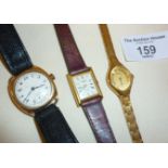 9ct gold man's wrist watch, and two others, an Iaxa and another